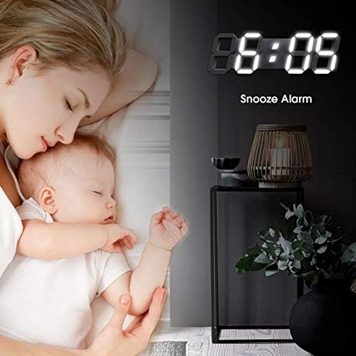 epsky 3d white digital wall clock led large showing dimensions