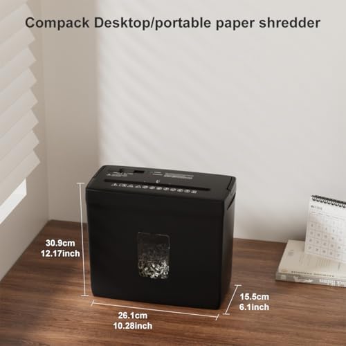 Woolsche Paper Shredder for Home,5 Sheet Desktop Cross Cut with 2.38-Gallon B...
