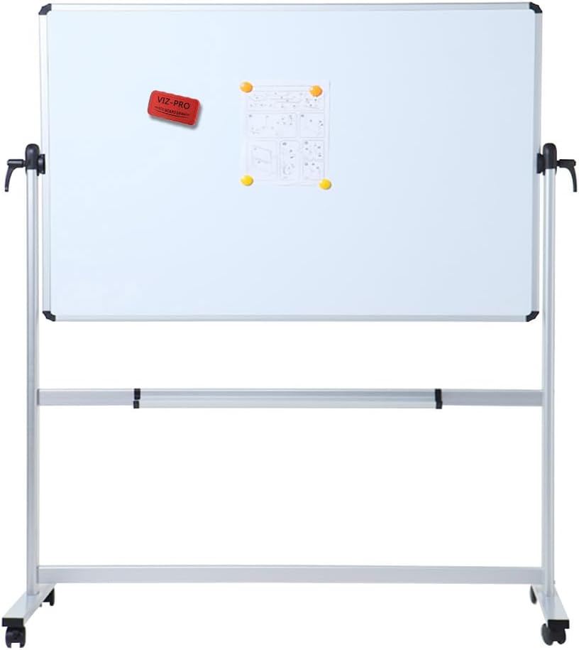 VIZ-PRO Double-Sided Magnetic Mobile Whiteboard, 60" x 36"
