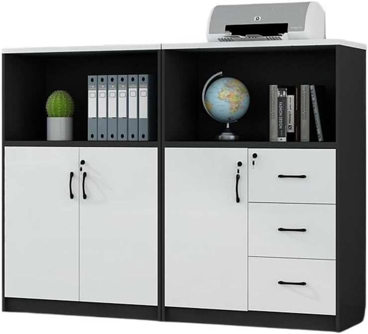 Filing Cabinet Wooden Short File Cabinet with Three Doors Cabinets Office Data Sundry Storage Office
