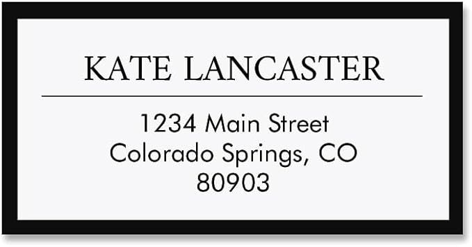 Lux Black Border Frame Return Address Labels-Set of 72, Self-Adhesive, by ColorfulImages
