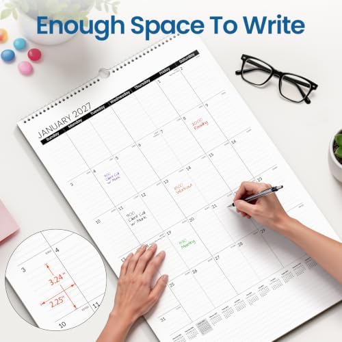SUNEE 2026-2027 Wall Calendar Large 17"x27", 18 Month Calendar (End...