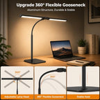 24-inch double head led desk lamp with base, side view