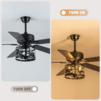 52" farmhouse ceiling fan with light and remote, close-up detail