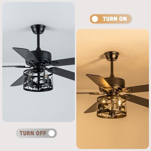 52" farmhouse ceiling fan with light and remote, close-up detail