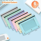 Lanpn Pencil Pouch for 3 Ring Binder 6 Pack, Pastel Binder Pen Bags with Zipper, Aesthetic 3 Holes Pencil Pouches Organizer for Boy Girl Kids School Student, Reinforced Grommets & Clear Window