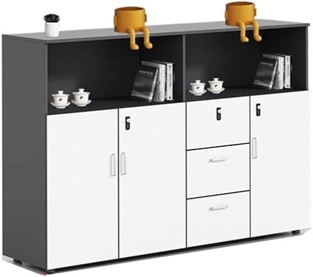 Filing Cabinet Locking Drawer Cabinet Filing Low Office Organizer Partition Storage Printer Office(Black)