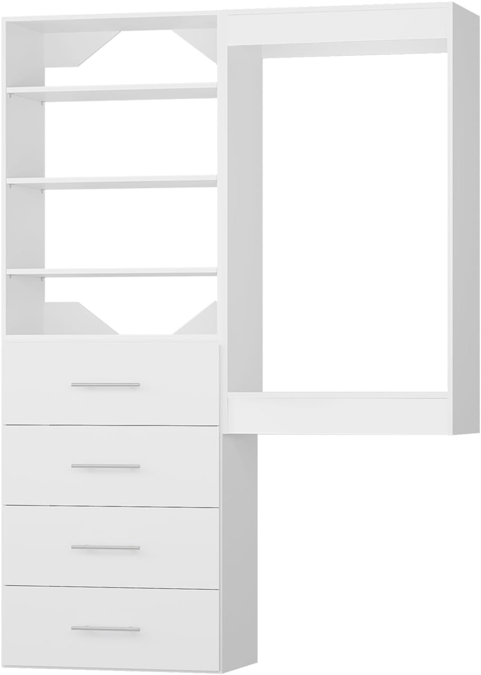 Modular Closet, 46" Wide Organizer with Tower and Drawers, Wood Tower St...