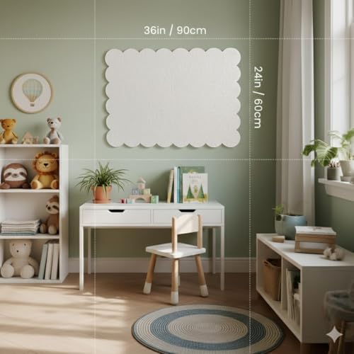 Scalloped Felt Bulletin Board 36 x 24 Inches (Warm Beige)