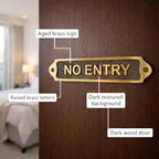 NO ENTRY Antique Vintage Door & Wall Plaque Sign | Classic Engraved Metal Restricted Access Sign with Screws for Home Office Business Areas | 22 x 5 cm | NO ENTRY