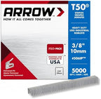 Arrow Fastener 506IP Heavy Duty T50 Staples for Upholstery, Construction, Furniture, Crafts, 3/8-Inch Leg Length, 3/8-Inch Crown Size, 5000 Pieces ( Pack of 1) | Heavy Duty, For Upholstery, Construction, Furniture, Crafts, Fit Arrow T50 Staple Guns