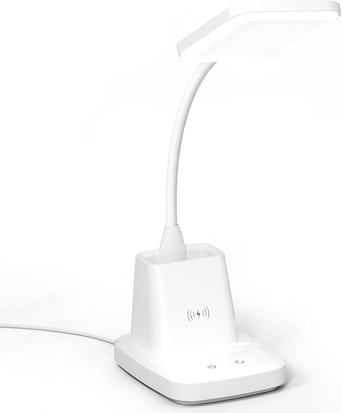LED Desk Lamp with Wireless Charger, Sailstar White Desk Light with Pen Holder - Image 8