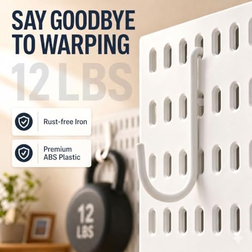 AKTOP Plastic Peg Board Wall Organizer 4-Pack, 12"x12" Pegboard Kit...