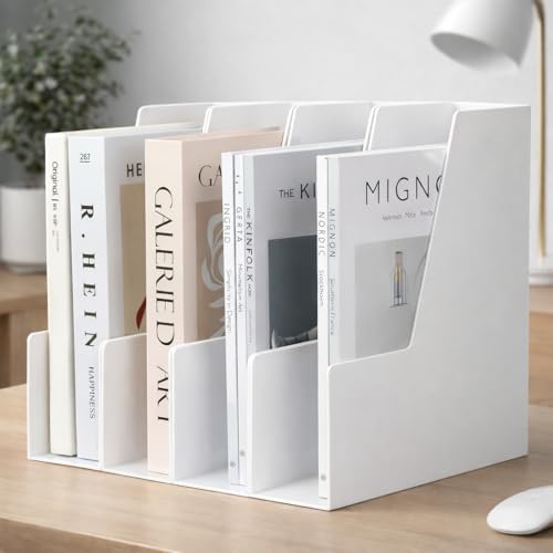 CiWiVOKi Vertical Magazine File Holder, 4 Pack, White