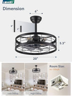 lediary 20 inch fandelier caged ceiling fan with, package contents