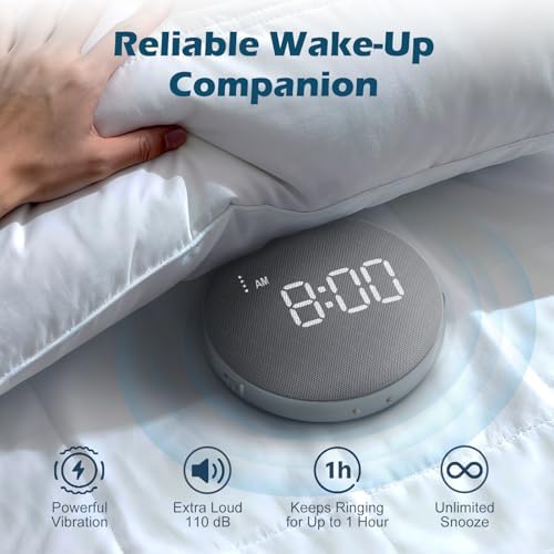 reacher super loud vibrating alarm clock for heavy shown in use