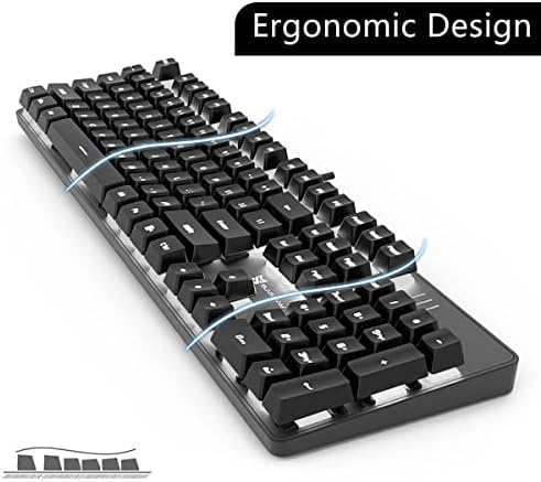 Qisan 104 Mechanical Keyboard for Gaming | Large Size USB White Backlit Gamin...