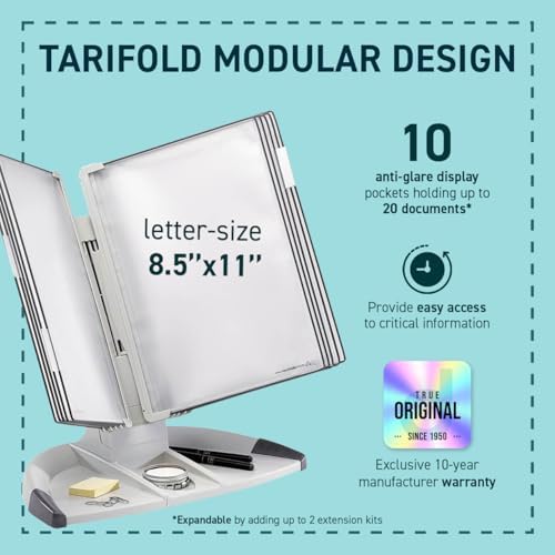 Tarifold Modular Desktop Reference System, 10 Pockets, Expandable, Gray
