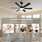 52'' ceiling fans with lights and remote control, front angle view