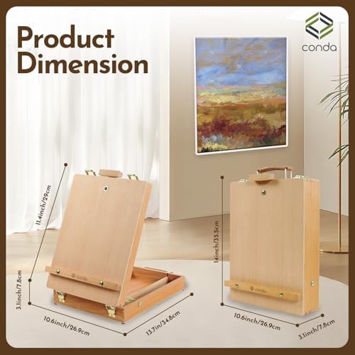 conda premium wooden sketch box easel - adjustable shown in use