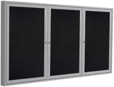 Ghent 36"x72" 3-Door indoor Enclosed Recycled Rubber Bulletin Board, Shatter - Image 2