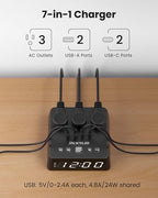 jackyled alarm clock with 4 usb chargers, power, package contents