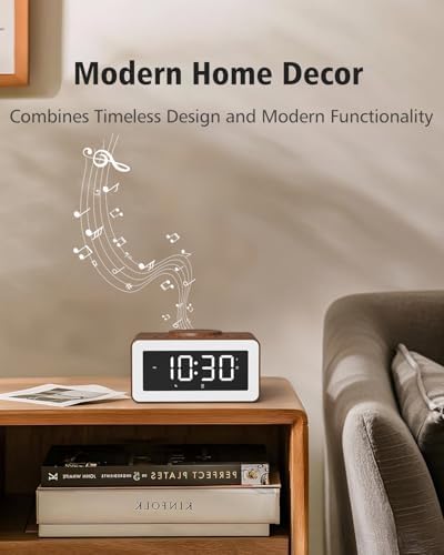 alarm clock for bedroom, wireless charging, bluetooth speaker, view 9