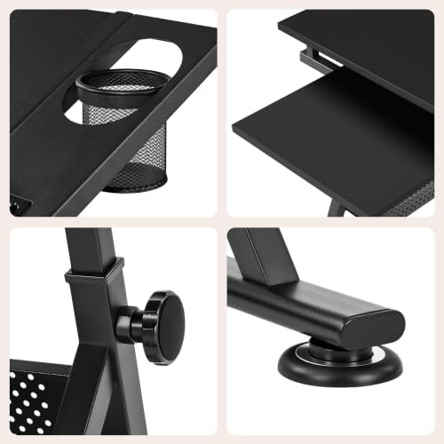 yaheetech adjustable drafting table art desk,storage drawers &, front angle view