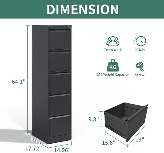 FLIXELIO 5 Drawer File Cabinet - Image 3