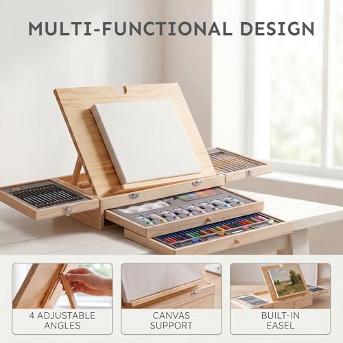 tmol 85 piece deluxe wooden art supplies, art, close-up detail
