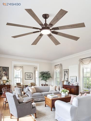 zmishibo 62” farmhouse ceiling fan with light, remote, front angle view