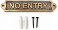 NO ENTRY Antique Vintage Door & Wall Plaque Sign | Classic Engraved Metal Restricted Access Sign with Screws for Home Office Business Areas | 22 x 5 cm | NO ENTRY