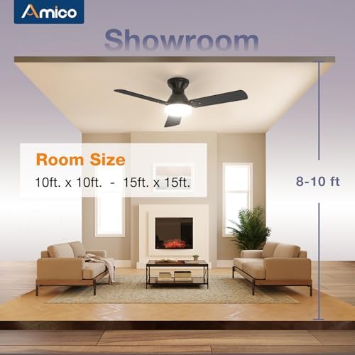 amico 2 pack 42 inch low profile ceiling, front angle view