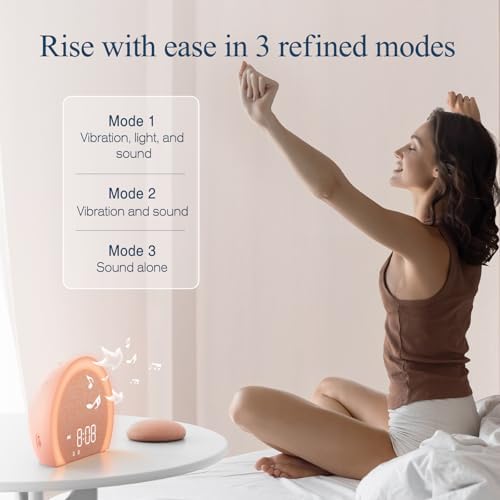 anjank loud alarm clock with wireless bed shaker, side view