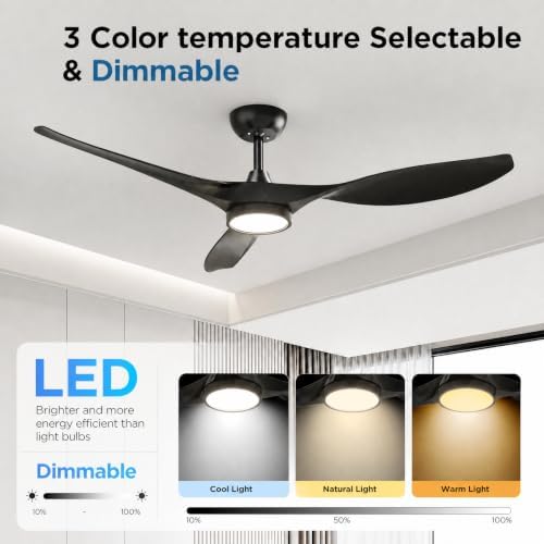 roomratv 52 inch modern ceiling fan with light shown in use