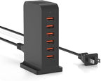 VPSUN USB Charger 6 Port 50W Multi USB Tower Charging Station by VPSUN
