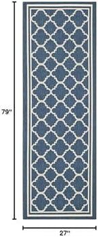 safavieh courtyard collection 2'3" x 6'7" navy/beige cy6918 showing dimensions