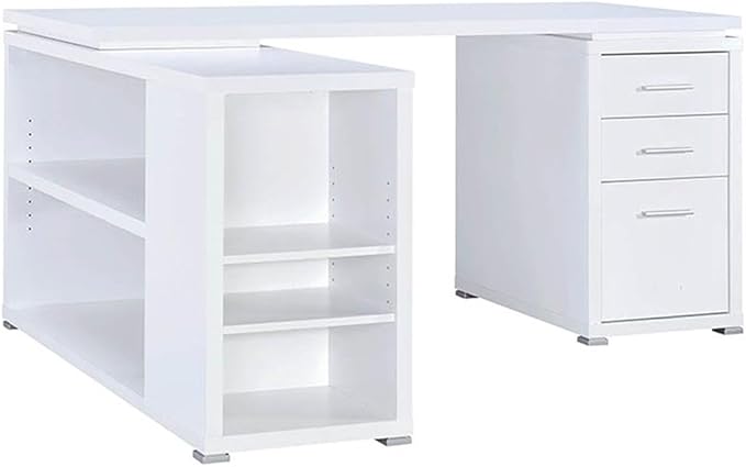Pemberly Row L Shape Corner Storage Desk in White, Letter/Legal File, 5 - Image 6