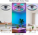sterren rgb ceiling fan with light, low profile, close-up detail