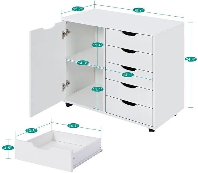 Naomi Home Amy 5-Drawer Craft & Office Storage Cabinet - Image 2