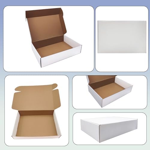 14x10x3 inch shipping boxes set of 20, white, front angle view