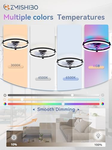 zmishibo 20" rgb low profile ceiling fans with shown in use