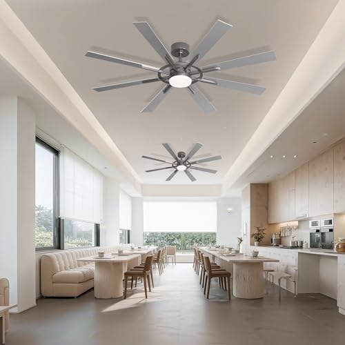 60 inch smart ceiling fan, silver indoor/outdoor ceiling, view 9