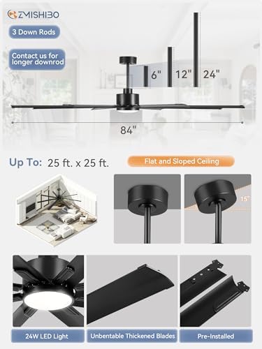 zmishibo 84 inch large aluminum ceiling fan with, package contents