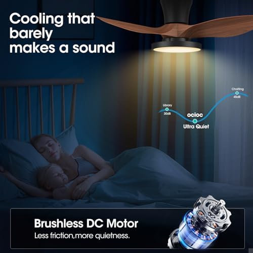 ocioc 32 inch small walnut ceiling fans with, front angle view