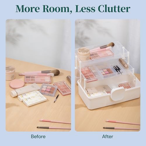 3-layer storage box with handle large art craft on a desk or shelf