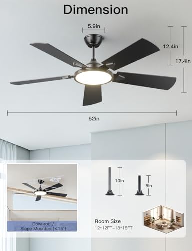 ojx 52 inch ceiling fans with lights and on a desk or shelf