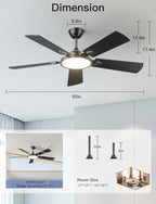 ojx 52 inch ceiling fans with lights and on a desk or shelf