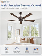 zmishibo 52 inch ceiling fan without light, brown showing dimensions