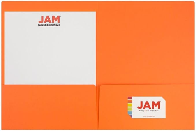LUXPaper 9" x 12" Presentation Folders | Two Pocket | Mandarin Orange | 100lb. - Image 2